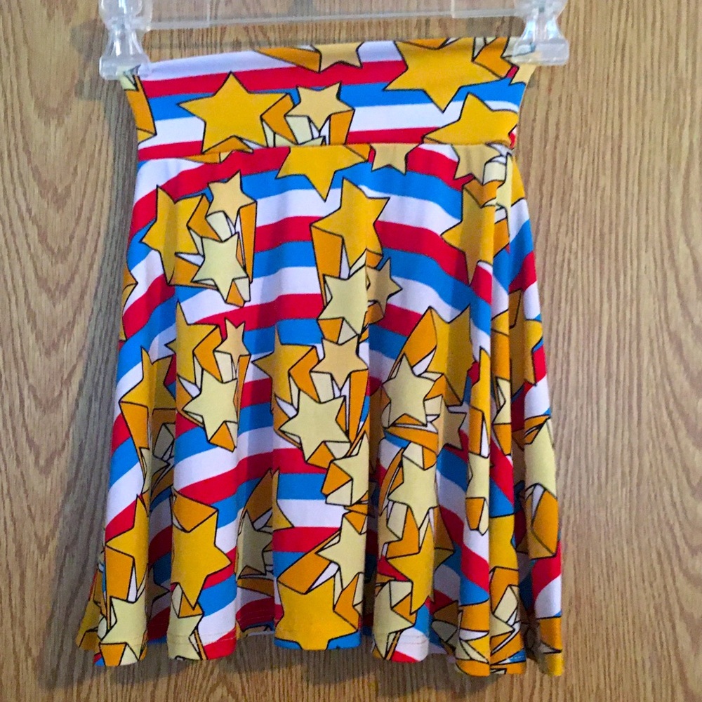 LulaRoe Kids Flare Skirt Stars stripes Size 4